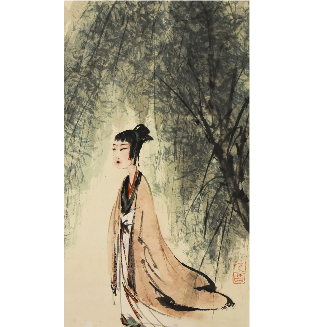 HM0215 瑞麟 人物 44×27cm 纸本立轴