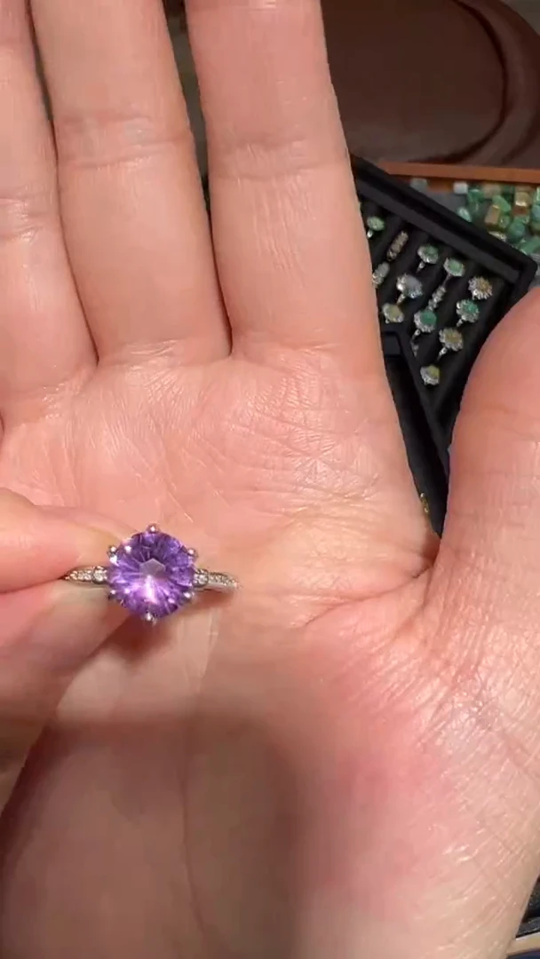 【闪购商品】紫晶耳饰银S925镶嵌紫水晶