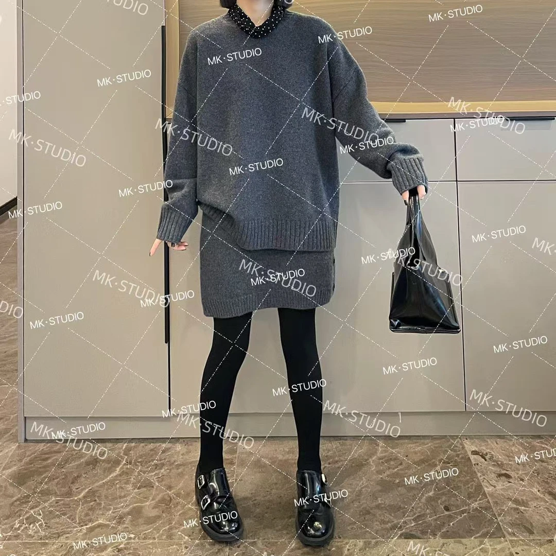 米可/MK-1572ZJ【毛衣套装】时尚休闲气质减龄冬季新款毛衣两件套