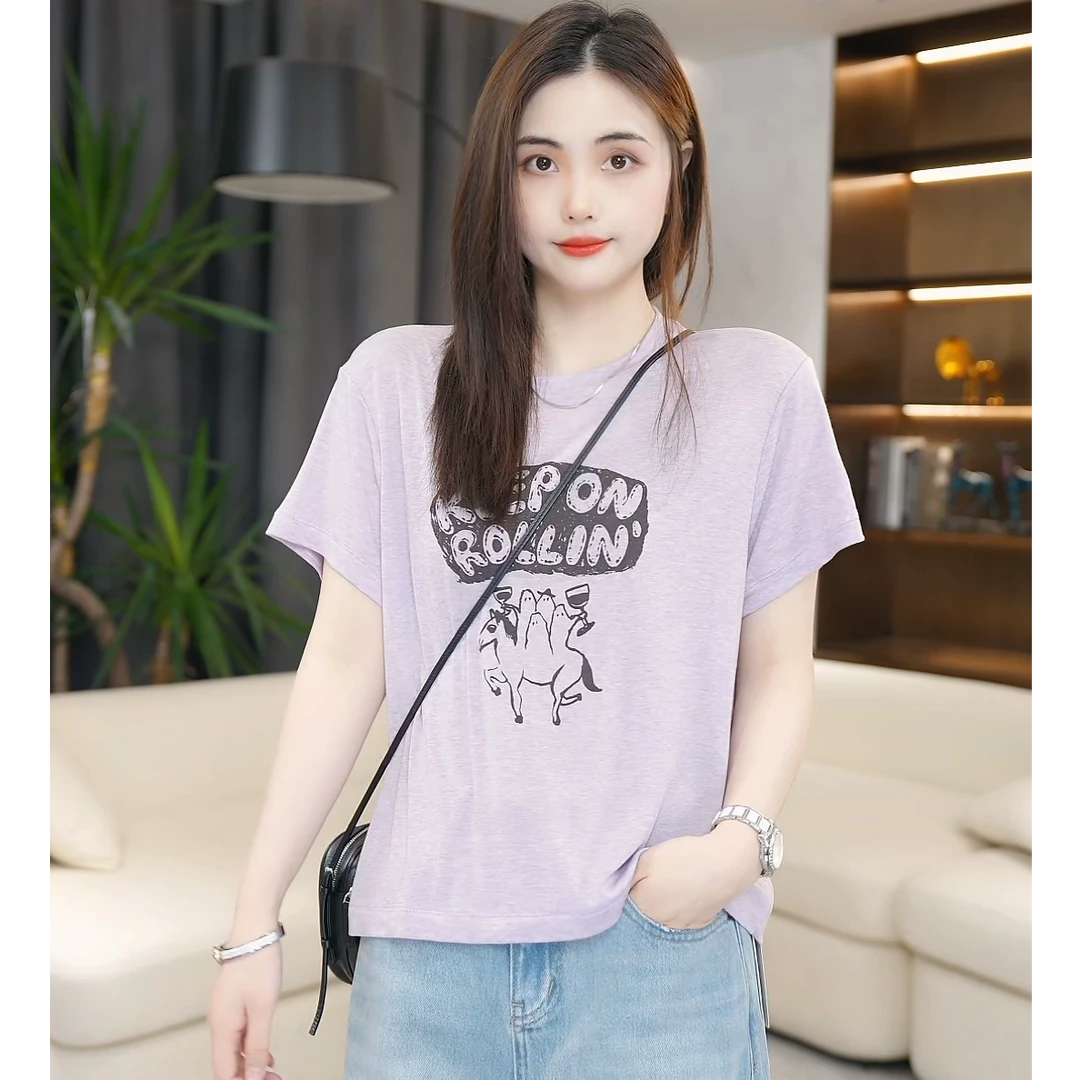 LAZYVISION夏季短袖时尚女士T恤ZMD-31420小小