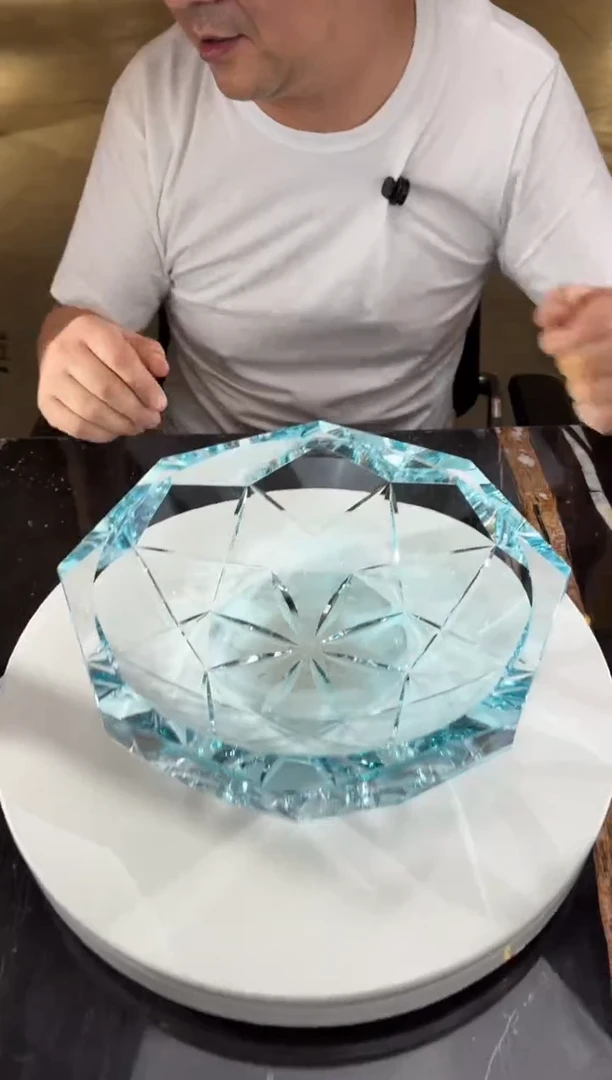 摆件天青色刻花果盘