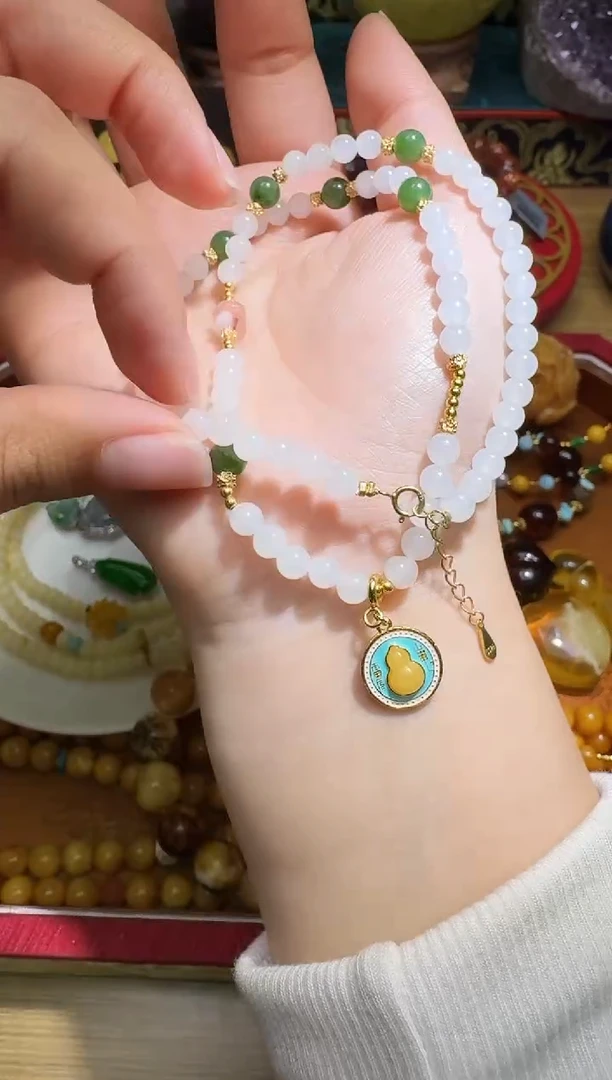 颈饰未镶嵌和田玉多样性发一件 564