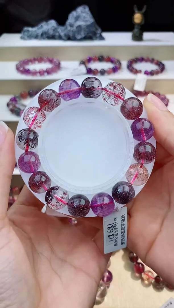 未镶嵌手链水晶黑加仑超七12m+