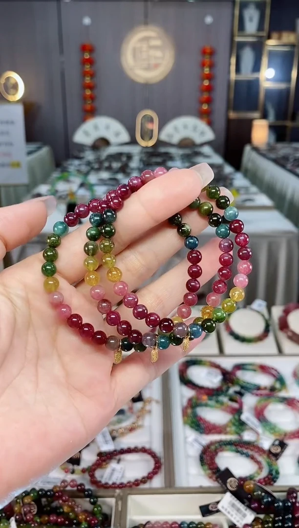 巴西老矿碧玺单圈手串5mm+未镶嵌碧玺hon一物一证