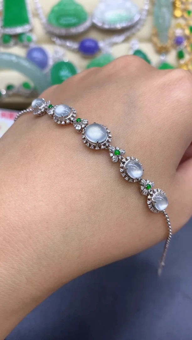 18K金镶嵌手链翡翠370-中国好珍宝