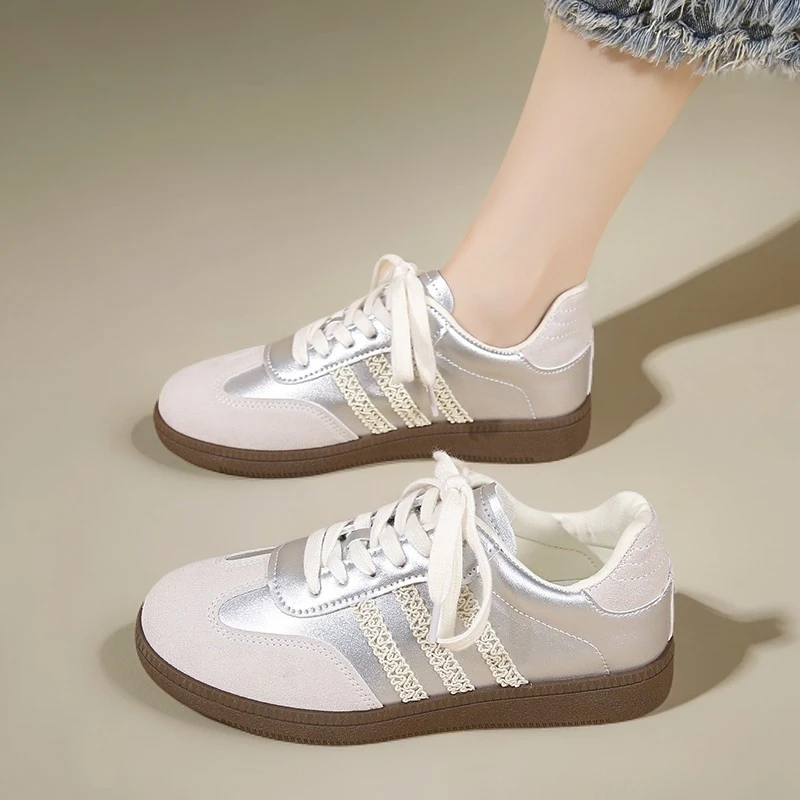 蕾丝德训鞋女2025年春秋新款阿甘鞋平底百搭鞋子女款爆款2025新款