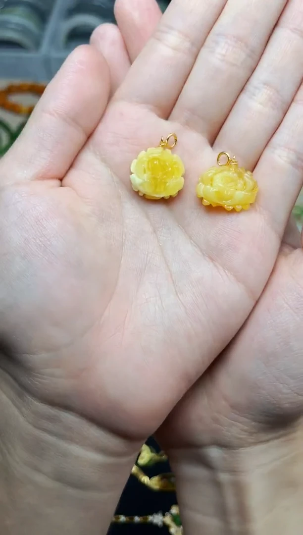 银S925镶嵌颈饰蜜蜡牡丹花多样性拍一发一06