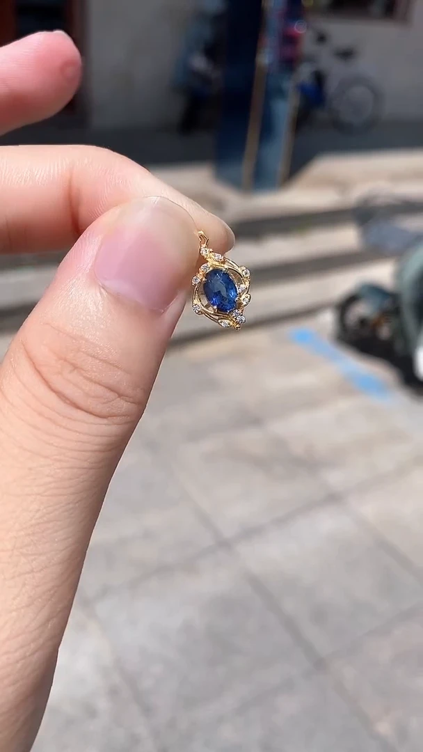 蓝宝石颈饰银S925镶嵌天然