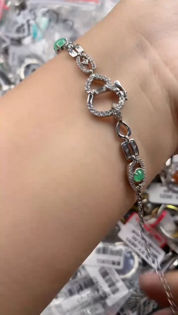 银S925镶嵌戒指翡翠14 14   7