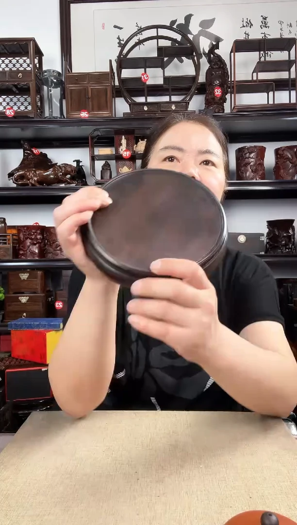 木16公分黑圆老李红木工艺品
