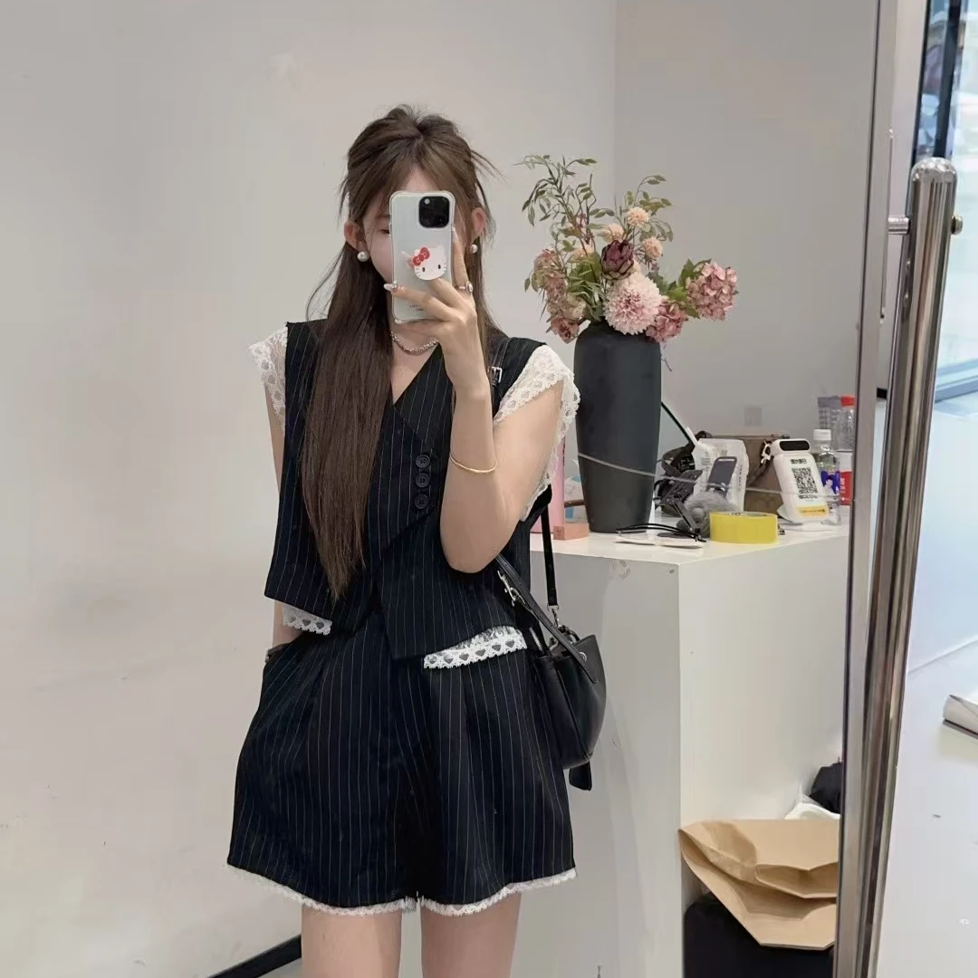纯欲风短裙时尚套装短裤街头风时尚马甲套装5021