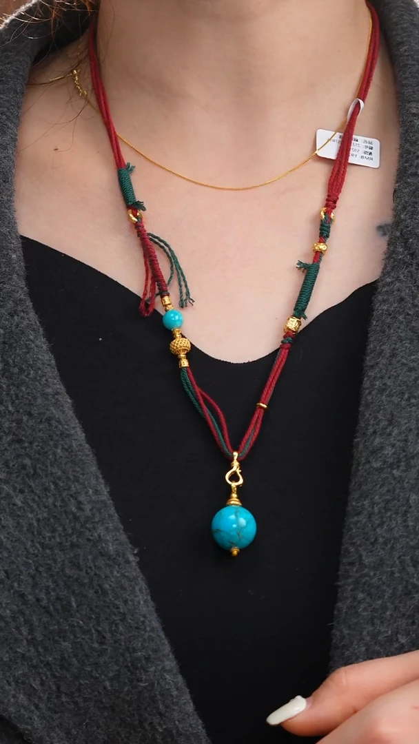 银S925镶嵌绿松石吊坠(赠链)1