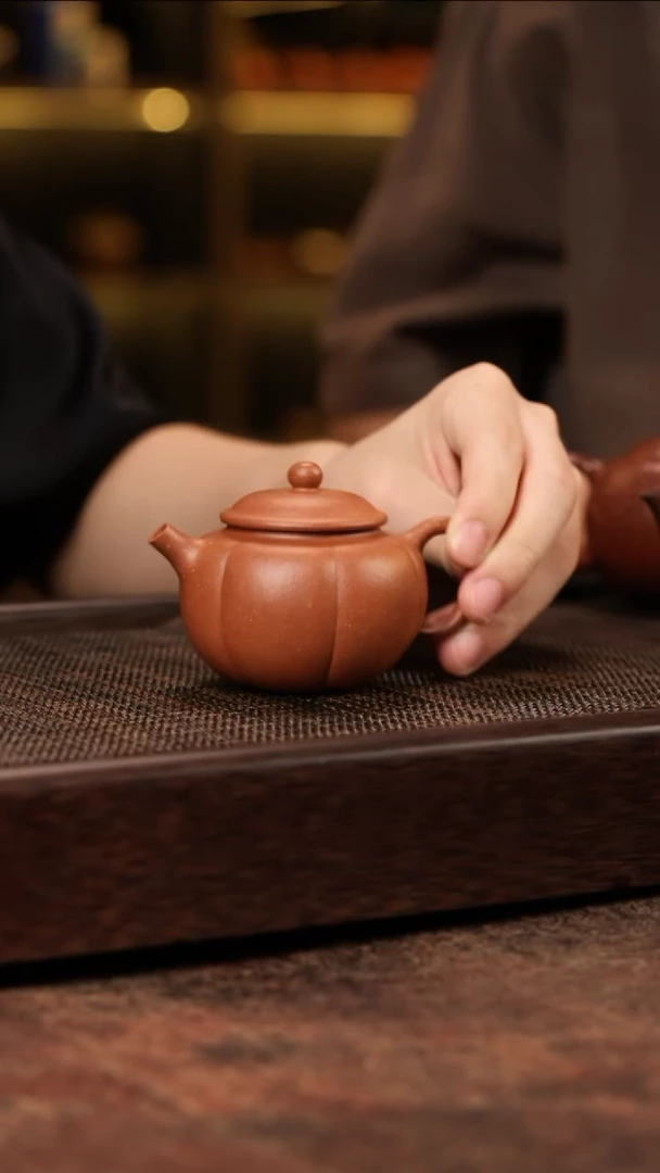 茶壶紫砂金降坡筋纹瓜