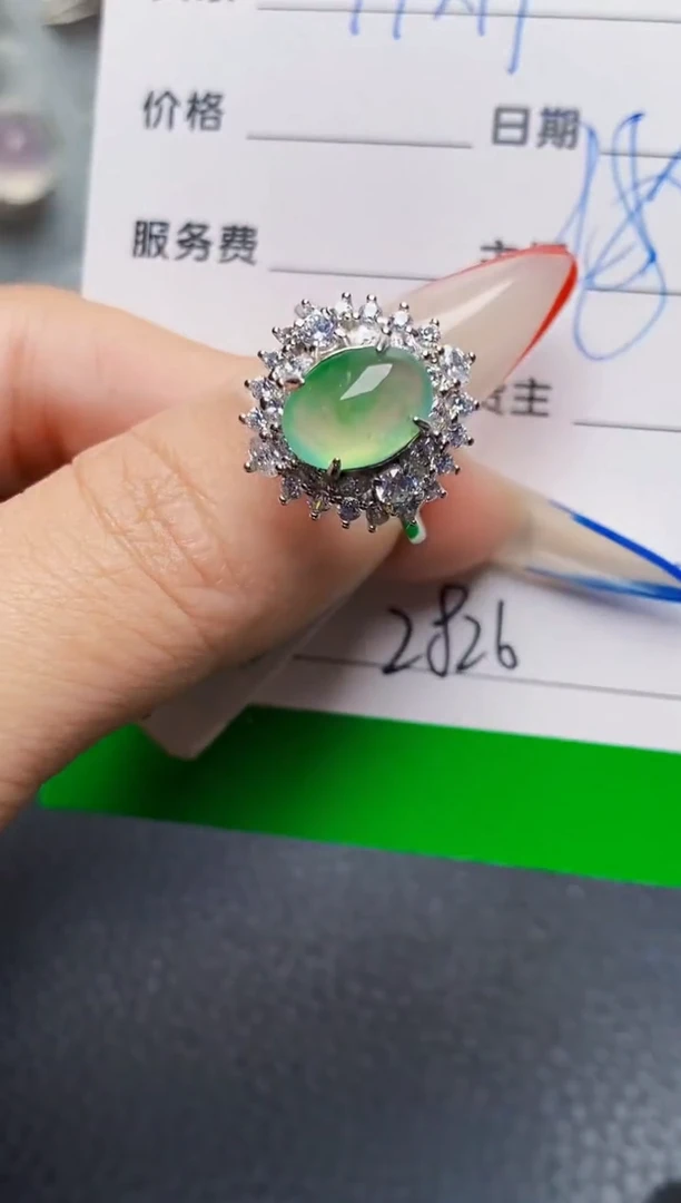 银S925镶嵌戒指翡翠2826