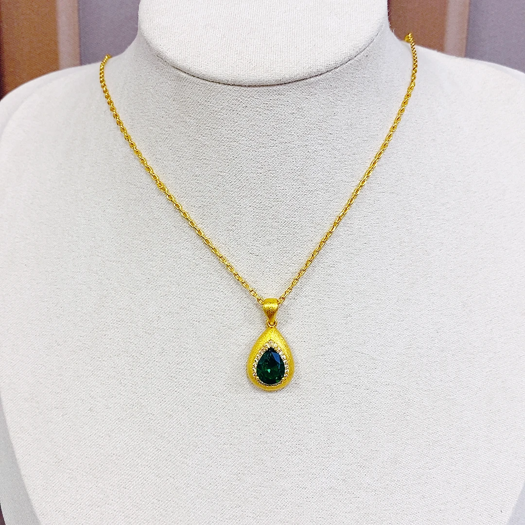 项链 时尚百搭绿色水滴套链