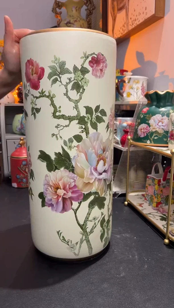 外贸陶瓷家居百货-陶瓷落地收纳筒