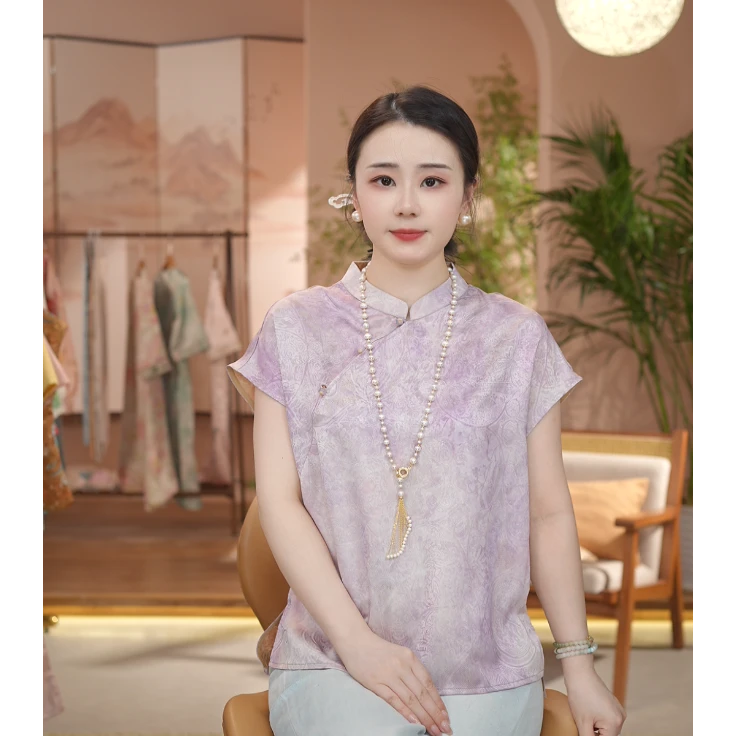 《 梦聆夏夜-短袖》新中式提花国风时尚休闲防晒透气短袖