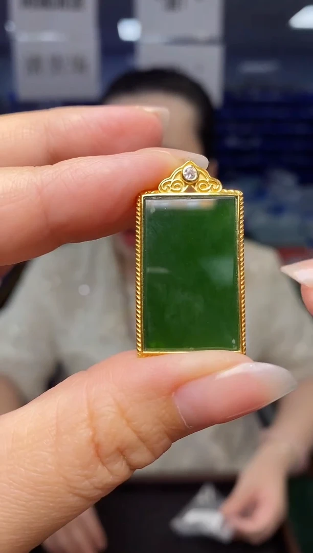 吊坠(不含链)银S925镶嵌和田玉DZ4162