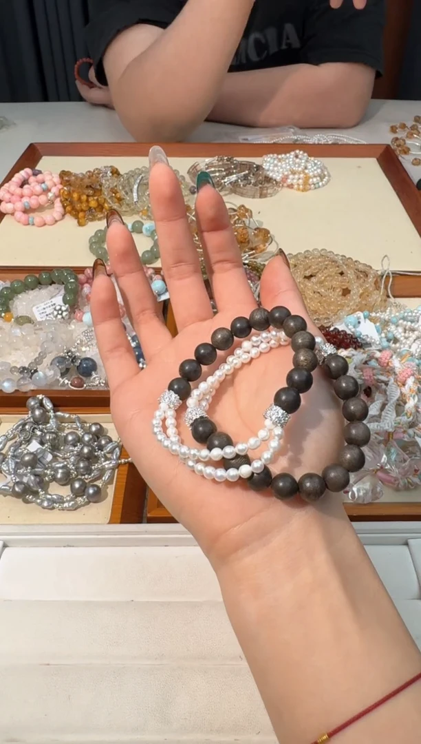 【闪购商品】淡水珍珠手绳未镶嵌A028木头珍珠假双圈设计款