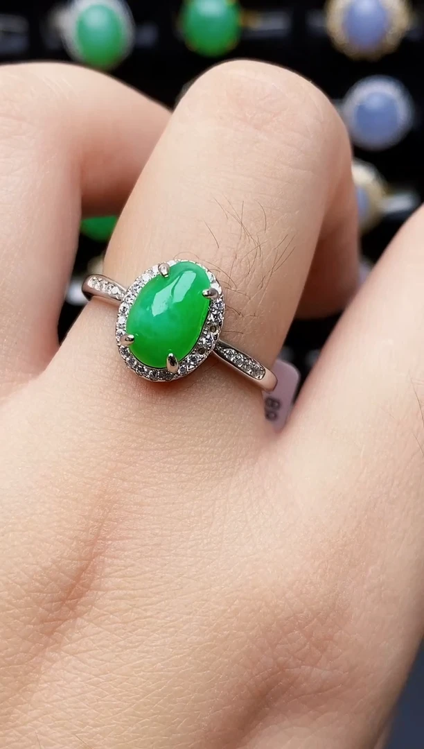 银S925镶嵌戒指翡翠9166