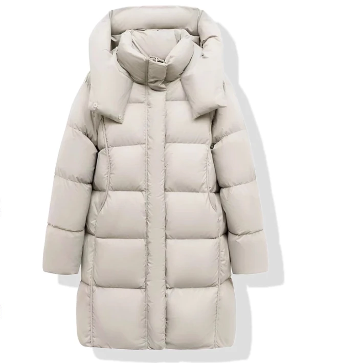 2025新款羽绒服女加厚泡芙冬季连帽休闲常规款中长款拉链百搭外套