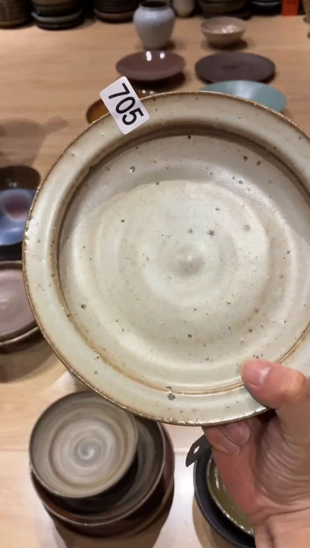 瓷片画*冥705米白平沿盘1个