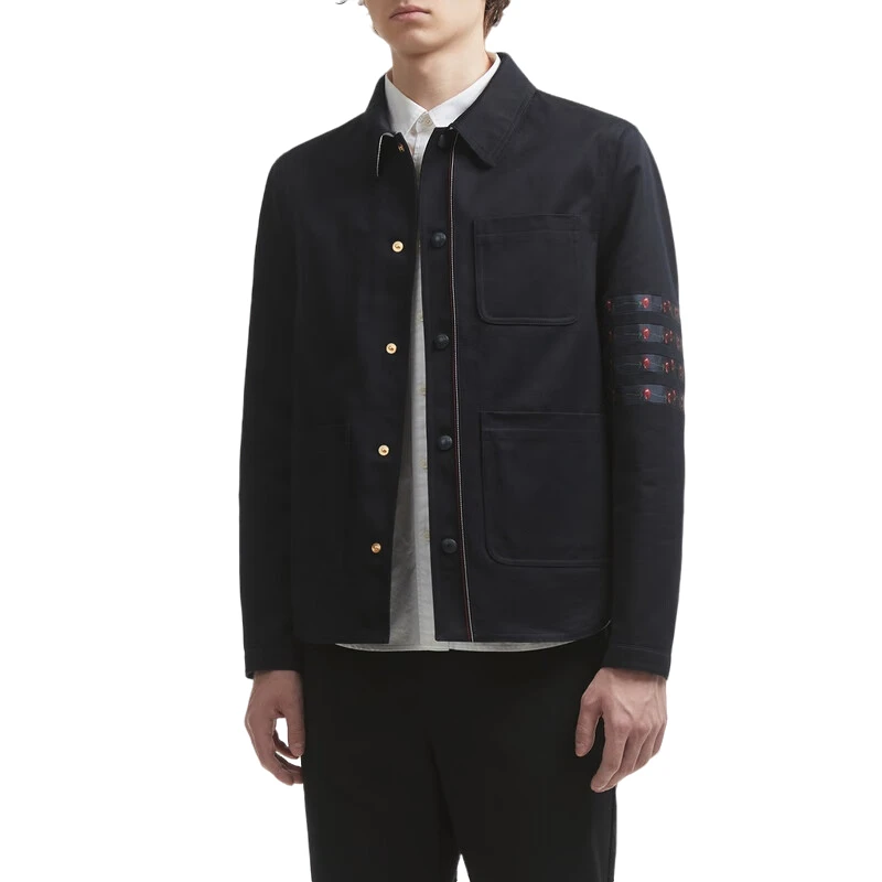 TB【官方正品】汤姆布郎/THOM男装衬衫夹克复古文艺玫瑰花条纹外套