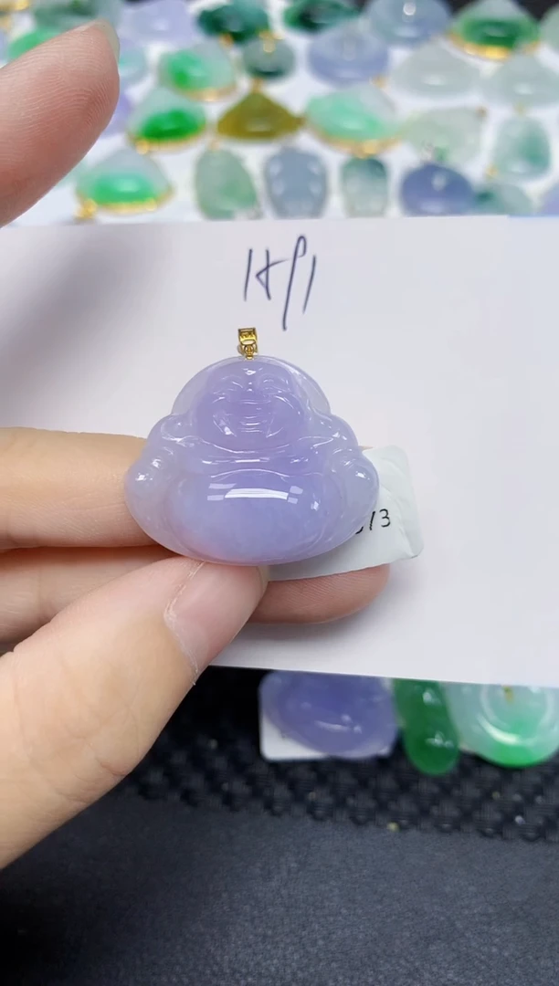 翡翠18K金镶嵌颈饰天然缅甸翡翠A货