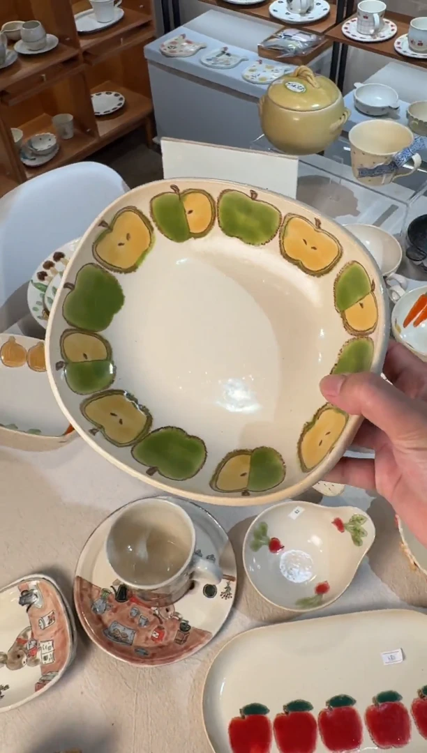 陶日本手作作家器陶艺作家taisei绿苹果大钵