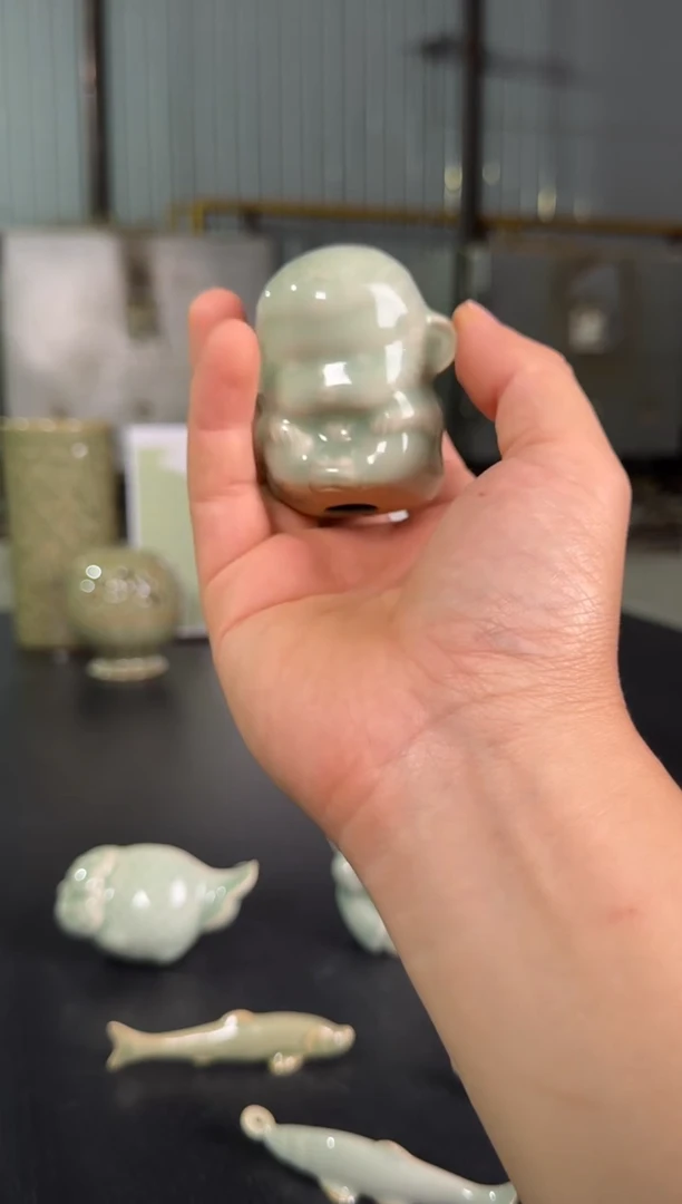 耀州窑仰山微瑕茶宠猴子