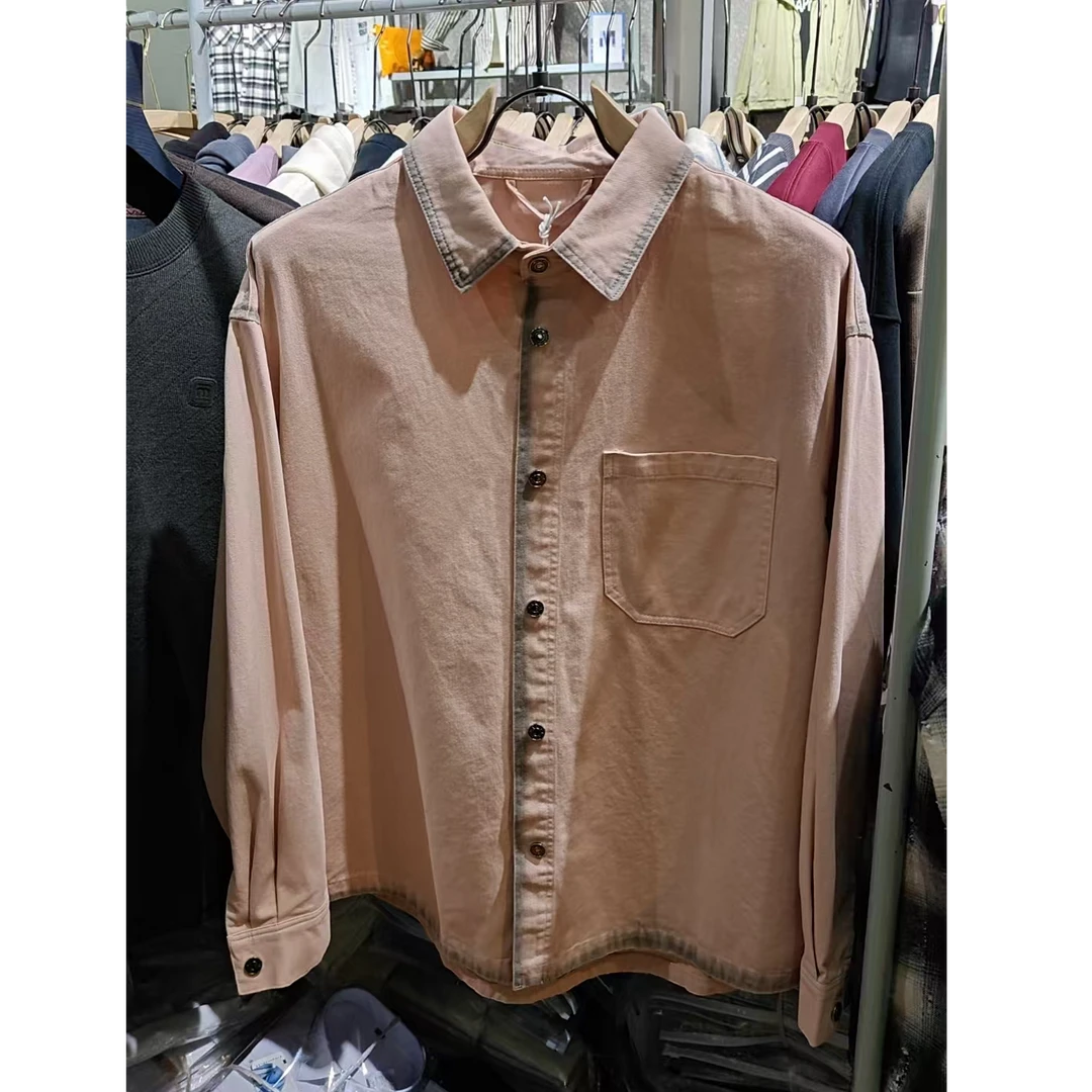 晕染保暖长袖翻领暗扣袖春季夹克复古外套设计师时尚休闲男装