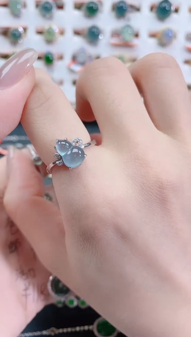 银S925镶嵌戒指翡翠天然翡翠