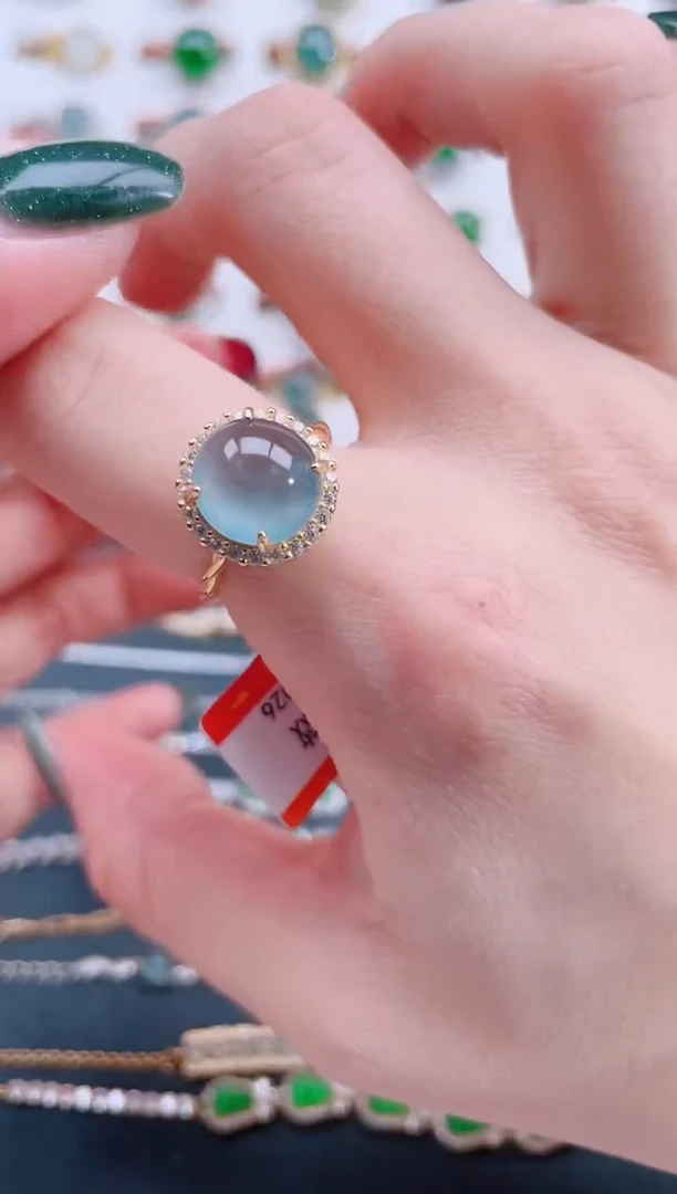 银S925镶嵌戒指翡翠天然翡翠