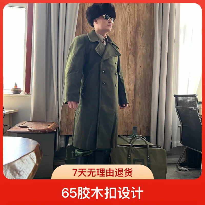 复古国货经典男士65胶木扣毛呢大衣