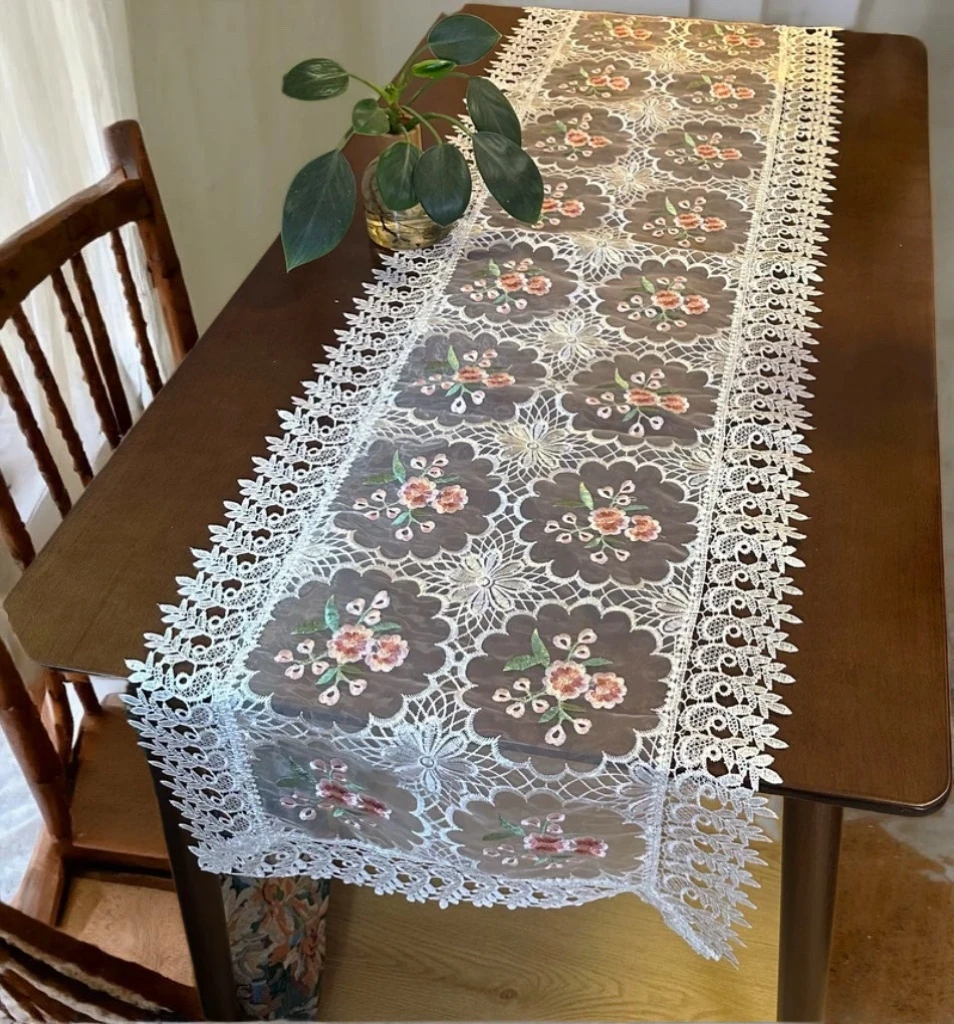 B002-8丝光线(40*180)白色桃花水溶花边盖巾