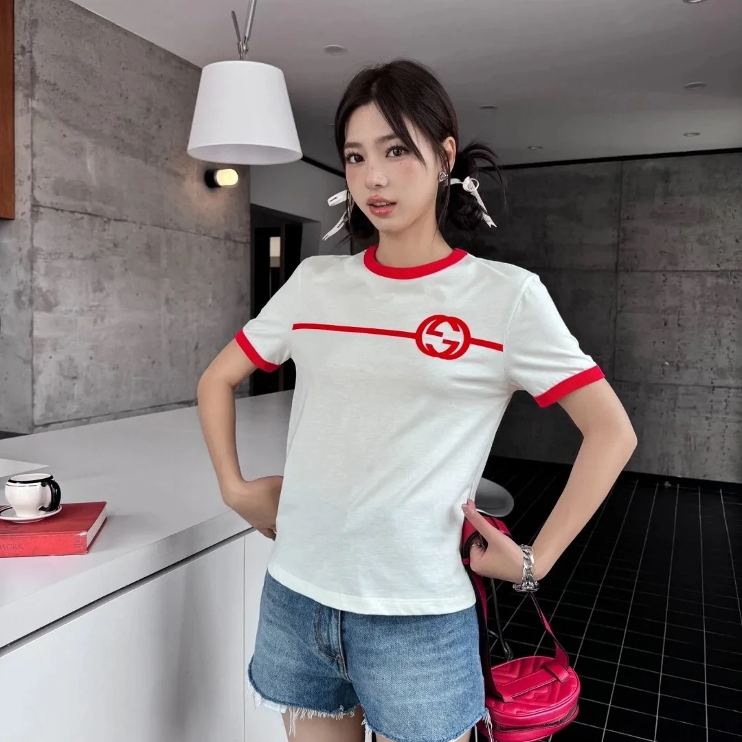 未使用 GUCCI/古驰 女士白色字母logo短袖T恤 50