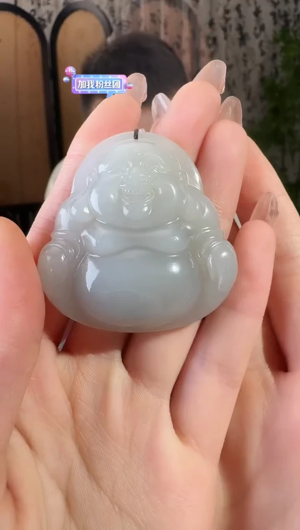 和田玉未镶嵌颈饰烟紫佛公14