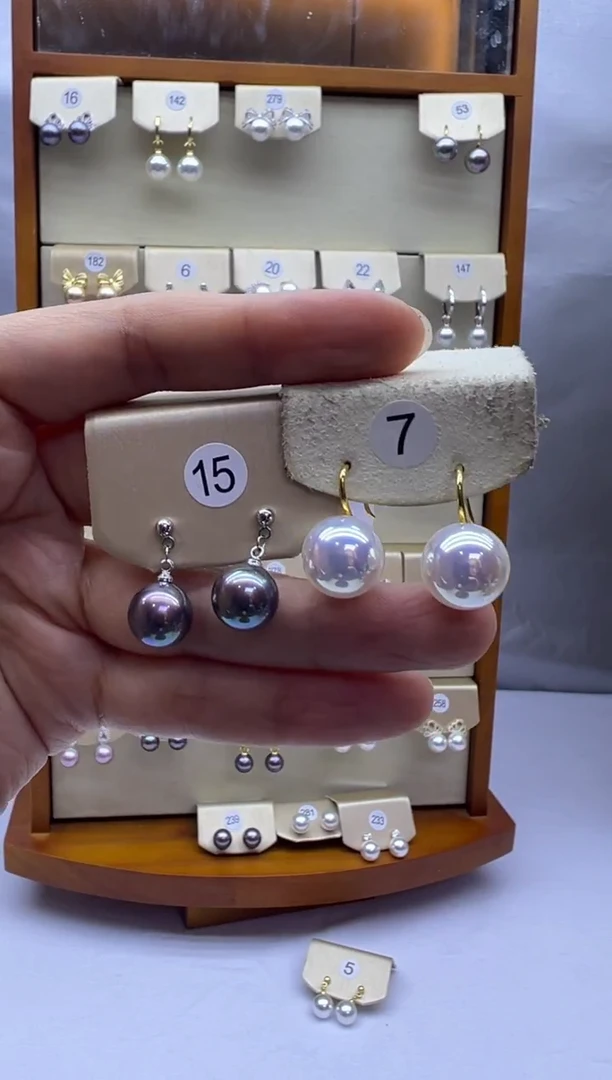 未镶嵌耳饰淡水珍珠7+15