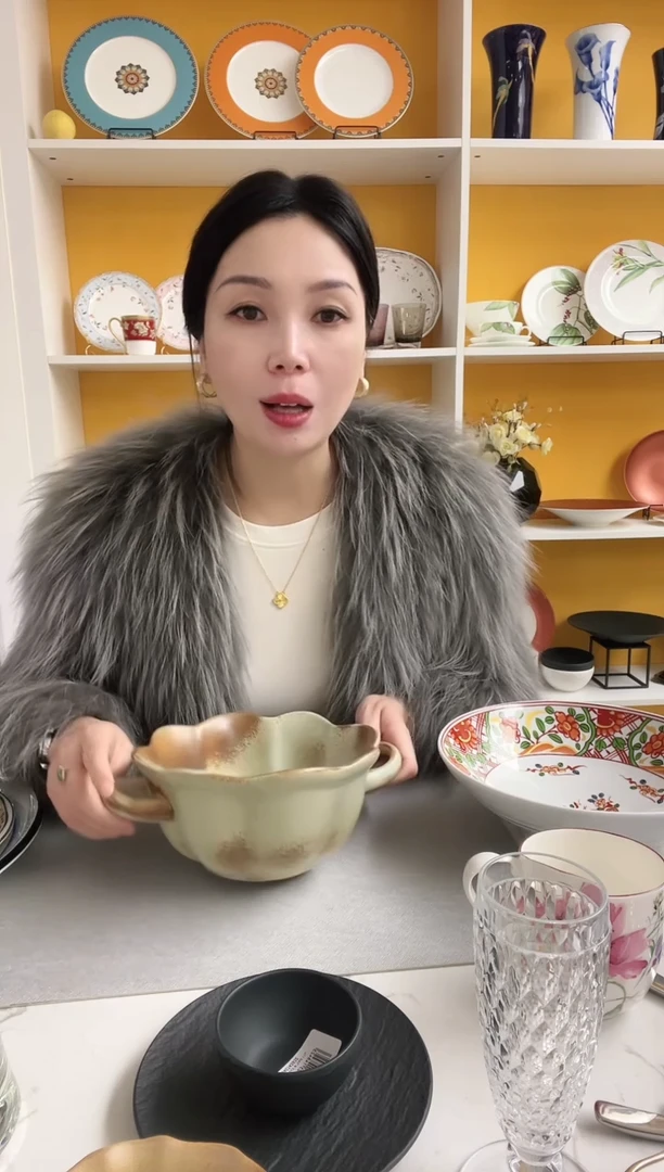 福利款 素泥蓝 双耳碗