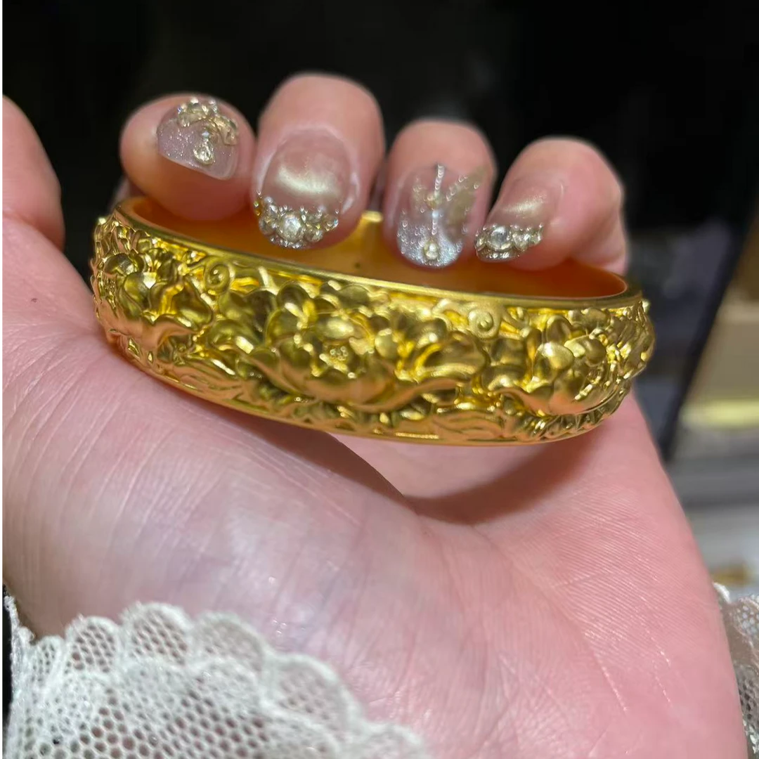 【小鹏黄金】足金999新中式大牡丹5D工艺手镯