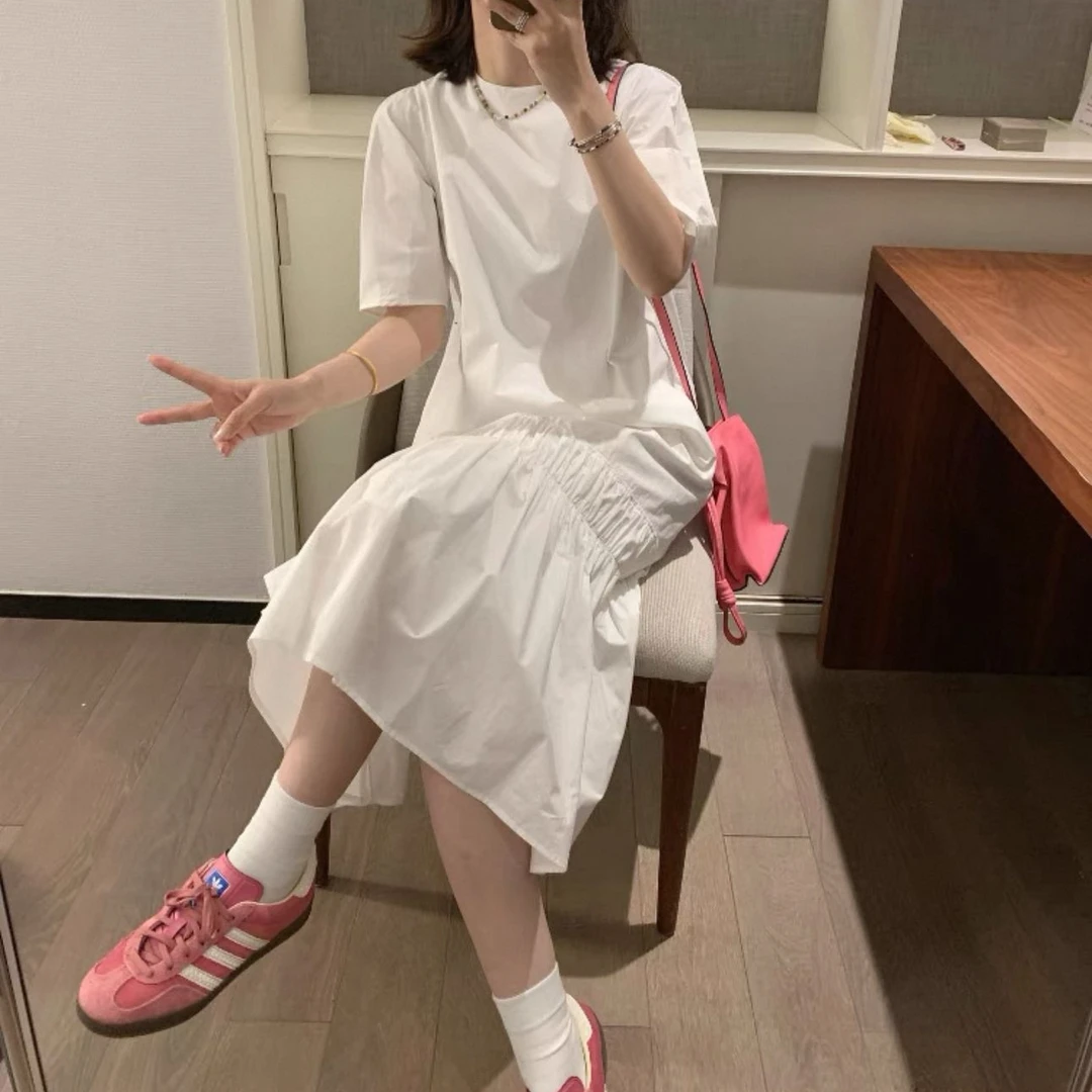 Q3807【特价-占单者限购】设计感拼接褶皱廓型连衣裙大摆裙25137