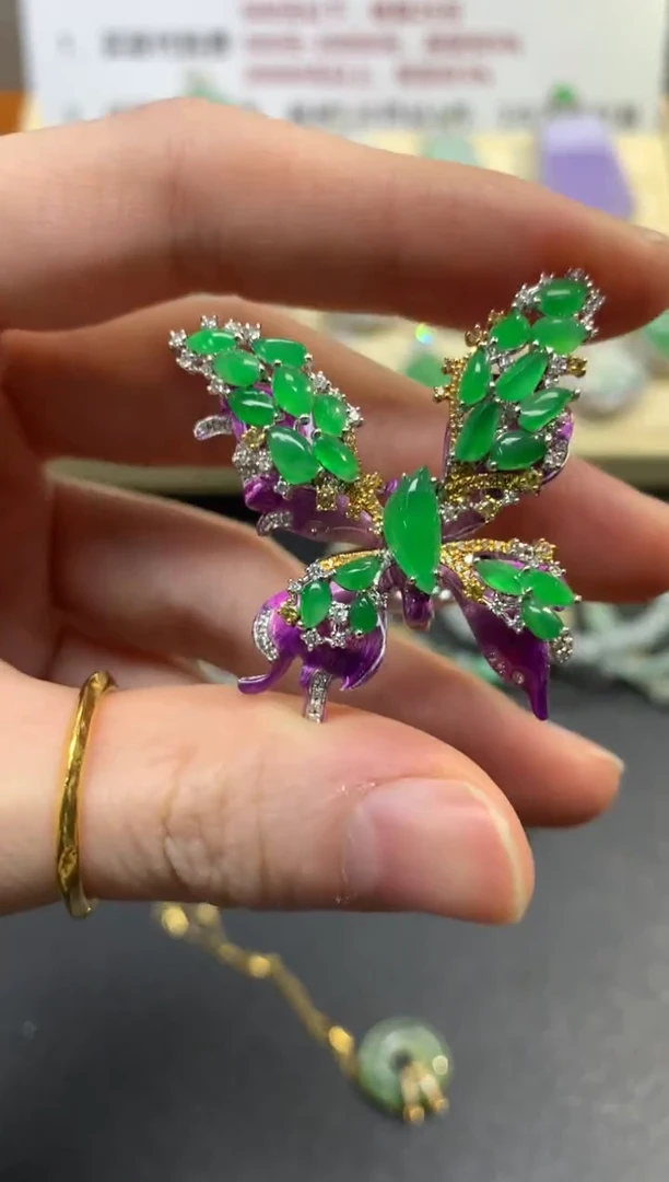 18K金镶嵌戒指翡翠F****_ 戒指|23500+705 两用款