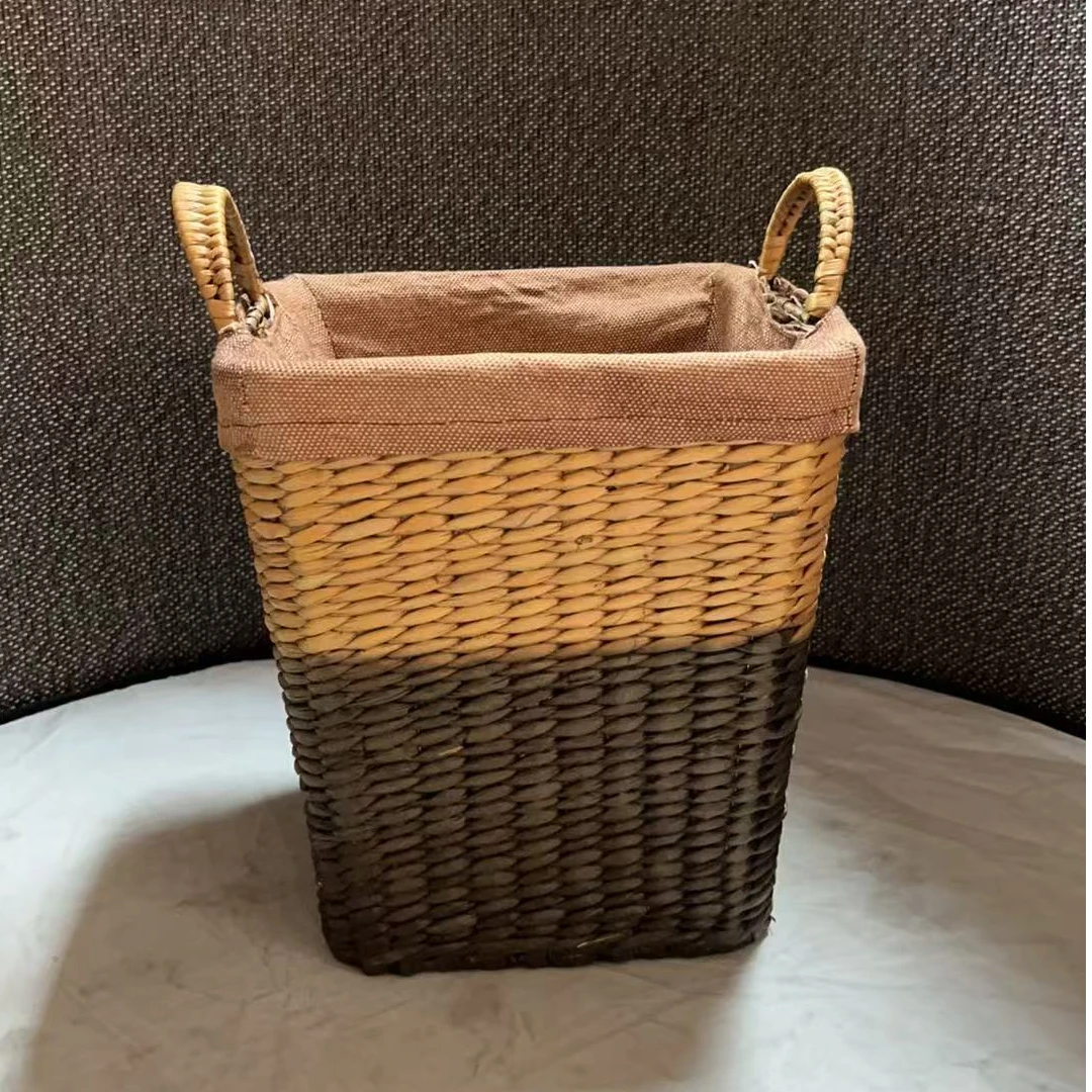 3659瑕疵款 长23宽23高30cm 家用草编收纳筐桌面简约创意储物篮子