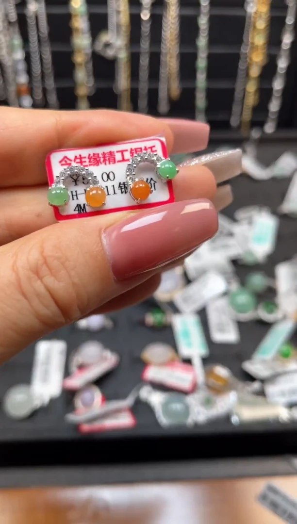 银S925镶嵌戒指翡翠天然翡翠A货