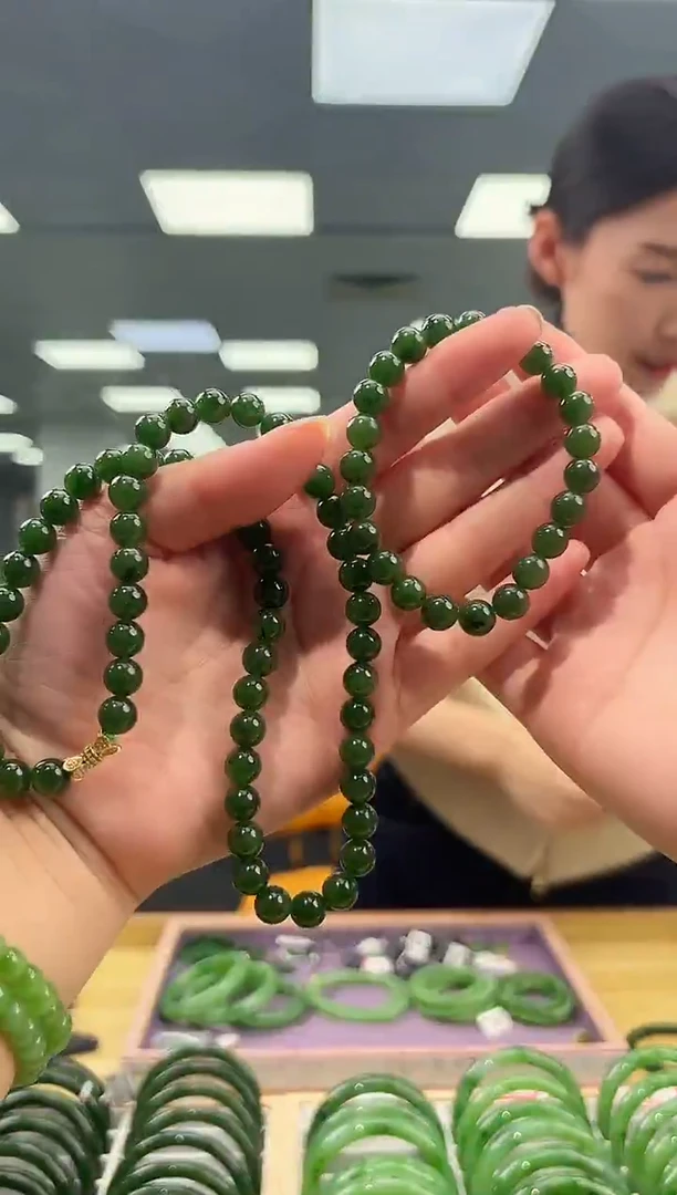 项链银S925镶嵌和田玉和田玉碧玉项链手串两件套多样性发一