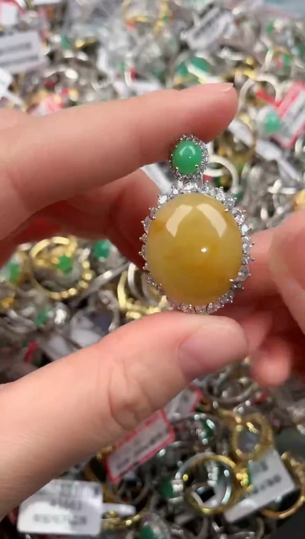 银S925镶嵌戒指翡翠777  7