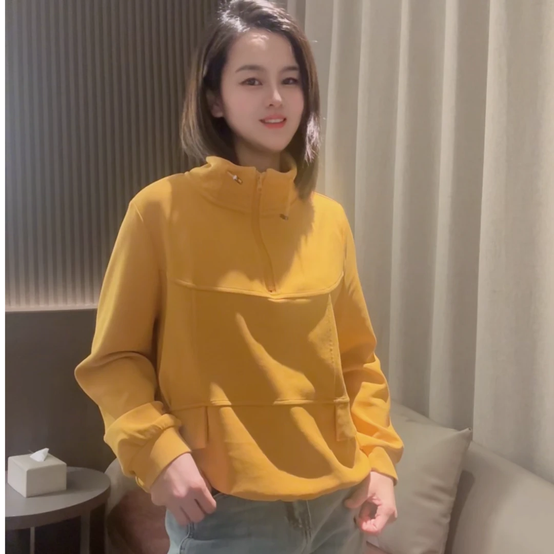 25年新款春装女士上衣显瘦长袖百搭宽松休闲时尚洋气气质纯色抽绳