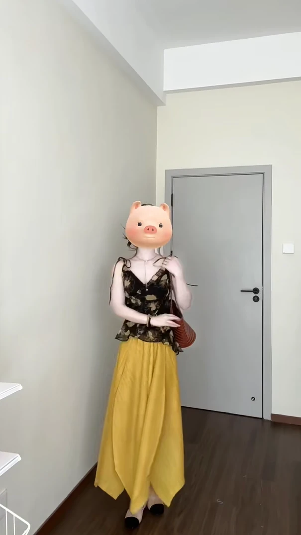 【夏荷图鉴】设计感辣妹气质印花荷叶边吊带上衣女夏季新款显瘦半裙