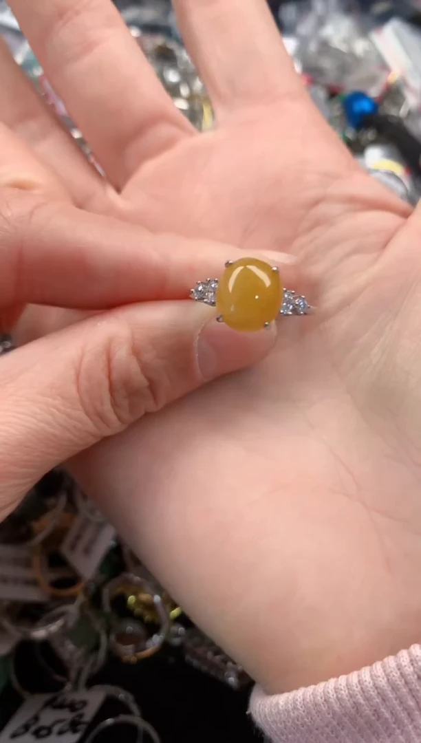 银S925镶嵌戒指翡翠777   1