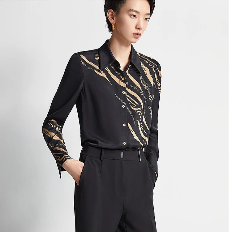 【晨粉专享价】NEXY.CO/奈蔻25秋季商务通勤设计感印花衬衫女高级感